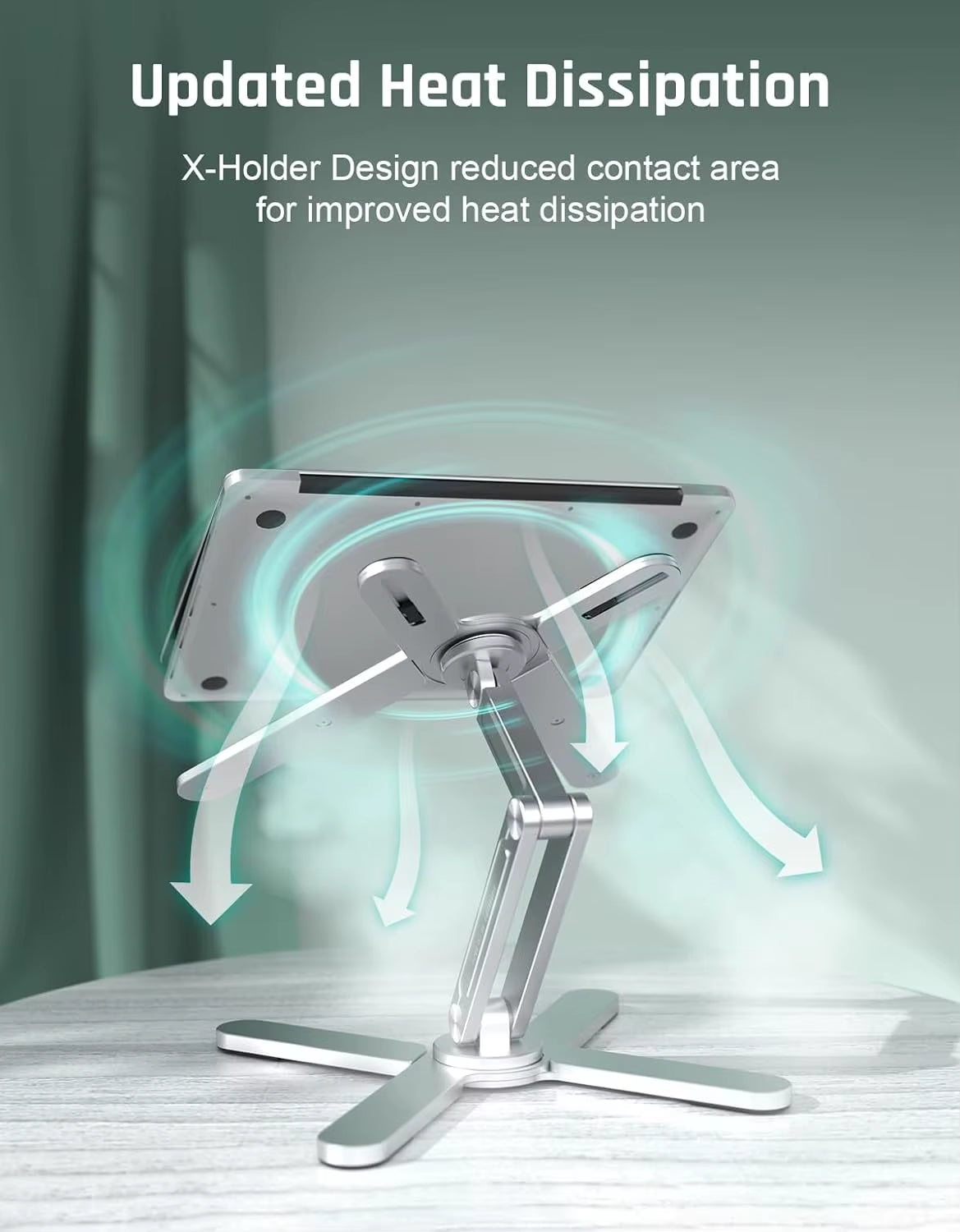 Yuwvo Aluminum X Foldable Laptop Stand 360 Rotating Riser for 13/17 Inch Macbook Pro 32X8X6 Cm Lightweight & Convenient