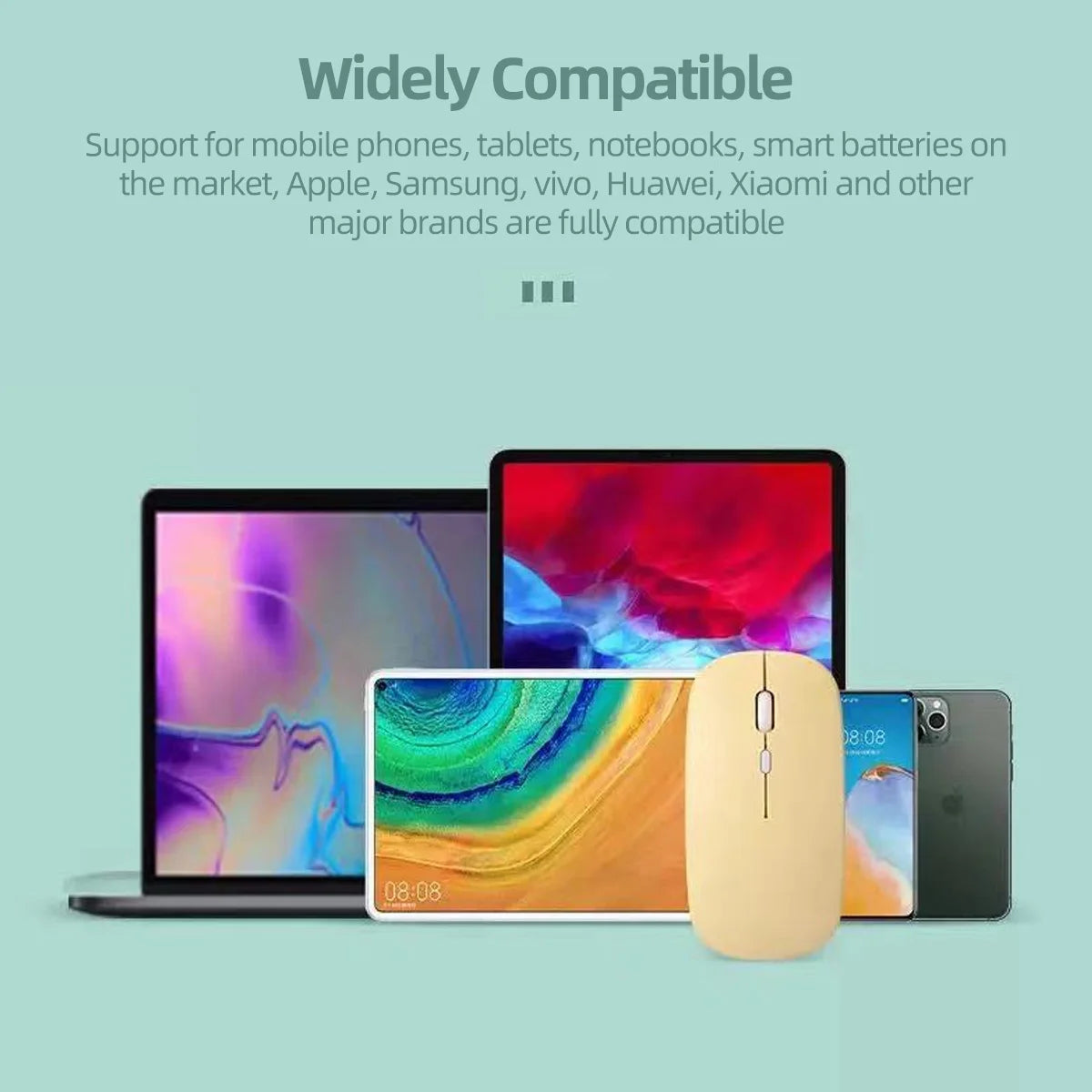 Wireless Bluetooth Mouse for Ipad Samsung Huawei Lenovo Mipad Android Windows Tablet Battery Mouse for Laptop Notebook Computer