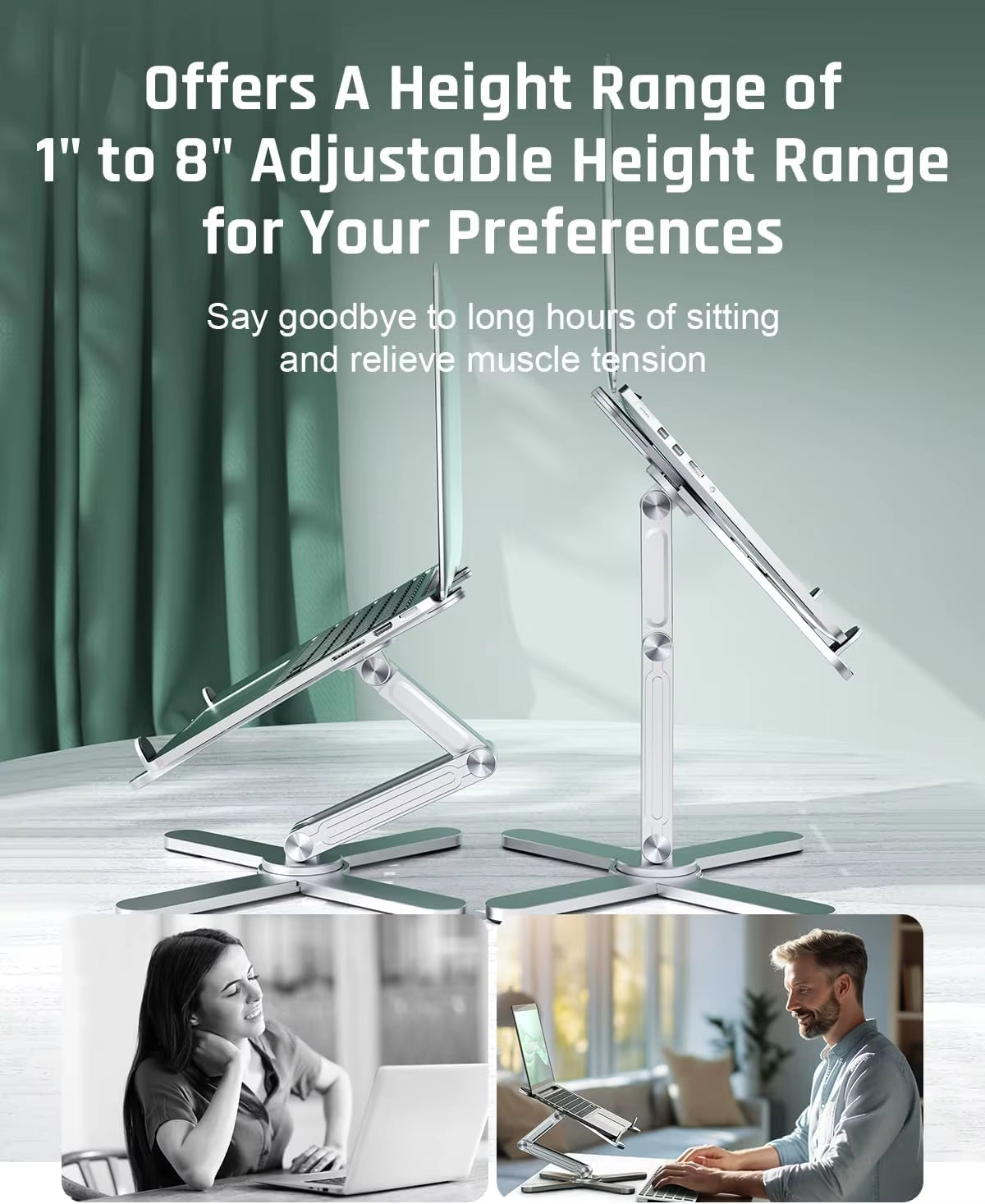 Yuwvo Aluminum X Foldable Laptop Stand 360 Rotating Riser for 13/17 Inch Macbook Pro 32X8X6 Cm Lightweight & Convenient