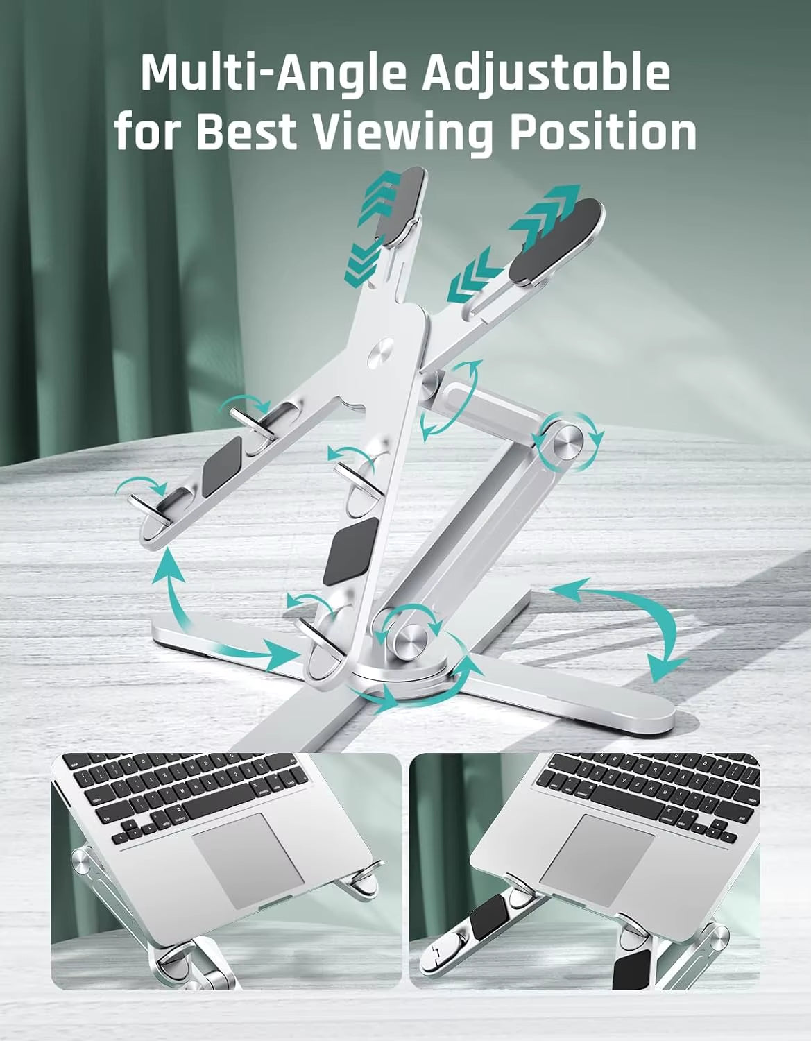 Yuwvo Aluminum X Foldable Laptop Stand 360 Rotating Riser for 13/17 Inch Macbook Pro 32X8X6 Cm Lightweight & Convenient