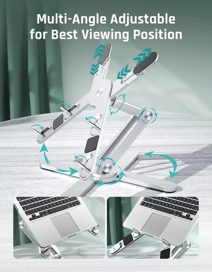 Yuwvo Aluminum X Foldable Laptop Stand 360 Rotating Riser for 13/17 Inch Macbook Pro 32X8X6 Cm Lightweight & Convenient